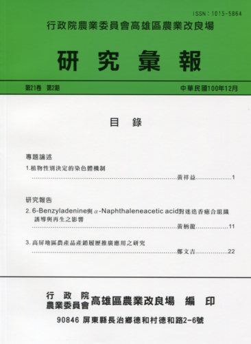 行政院農業委員會高雄區農業改良場研究